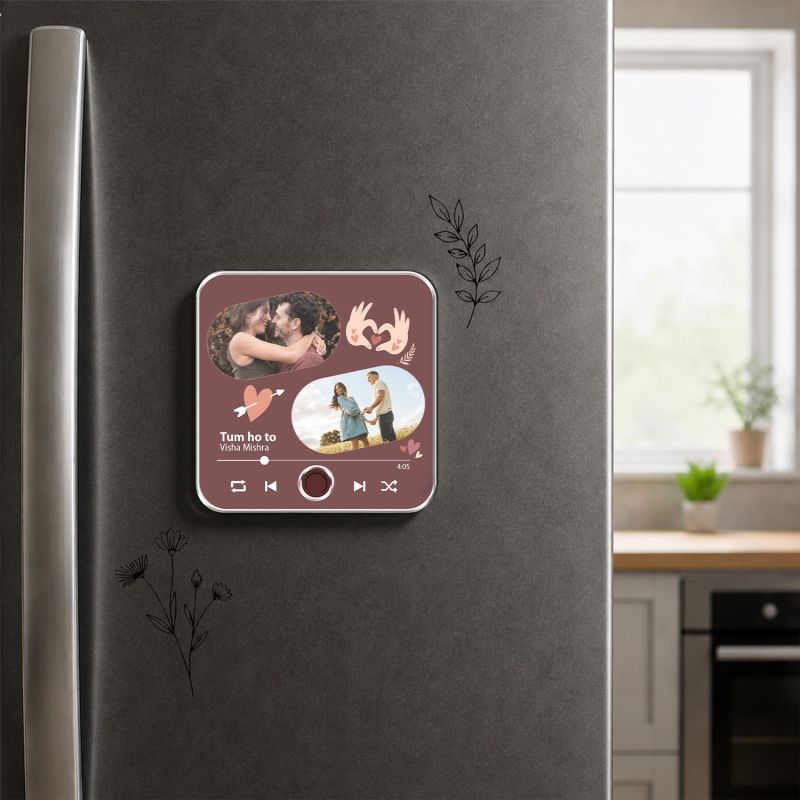 Personalized Song Plaque with Your Photo Musical Fridge Magnet USB-C Rechargeable Unique Anniversary & Birthday Gift for Couples, Boyfriend or Girlfriend